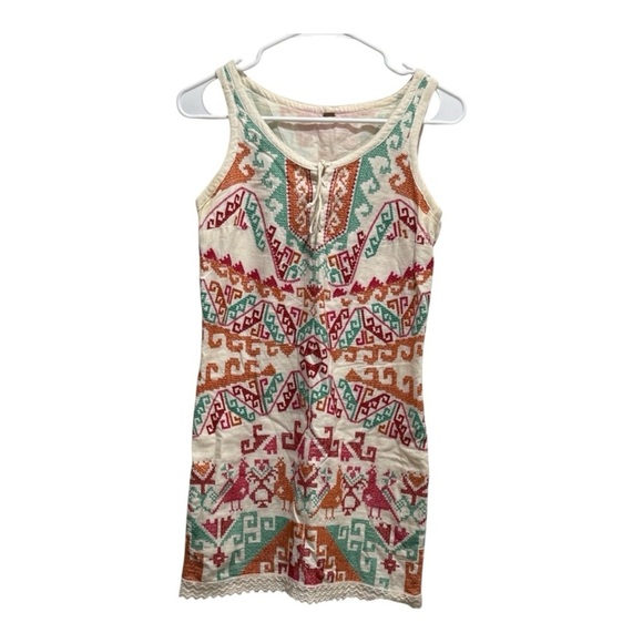 Free People | White Andean Embroidered Mini Dress Small - Picture 1 of 6